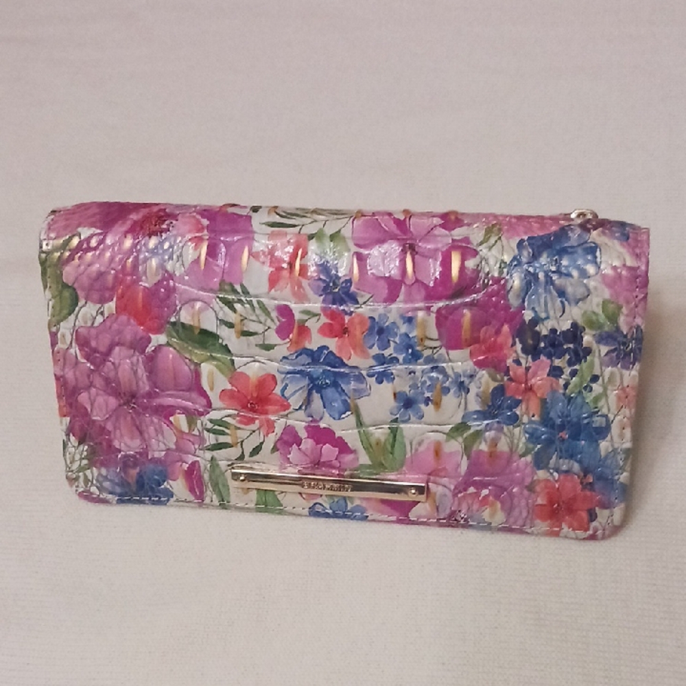 Floral Patent Leather Wallet Clutch - Pink Multi